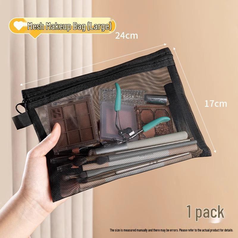 

Portable Transparent Mesh Coin Purse and Makeup Pouch