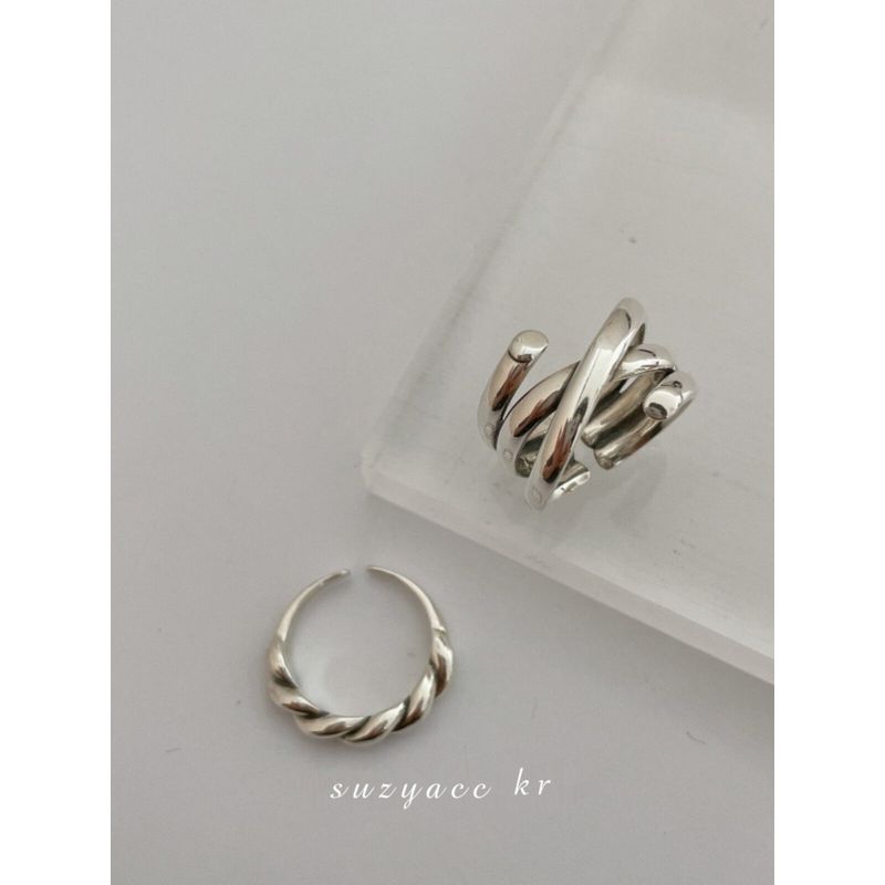 Retro Minimalist Twisted Opening Ring Female K-style Line Cross Ring Fashion Personalized Index Finger Ring Tide