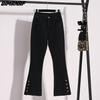Blue Flare Jeans Pants for Women Plus Size 5XL Elastic Loose Casual Harem Trousers with Buttons Spring