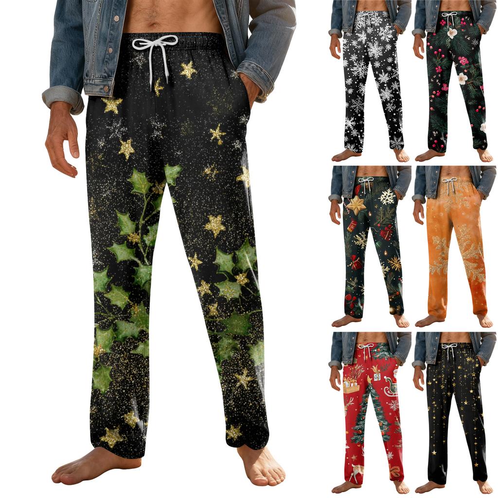 Pánské domácí měkké pyžamové kalhoty se stahovací šňůrkou s kapsami Sportovní kalhoty pro volný čas