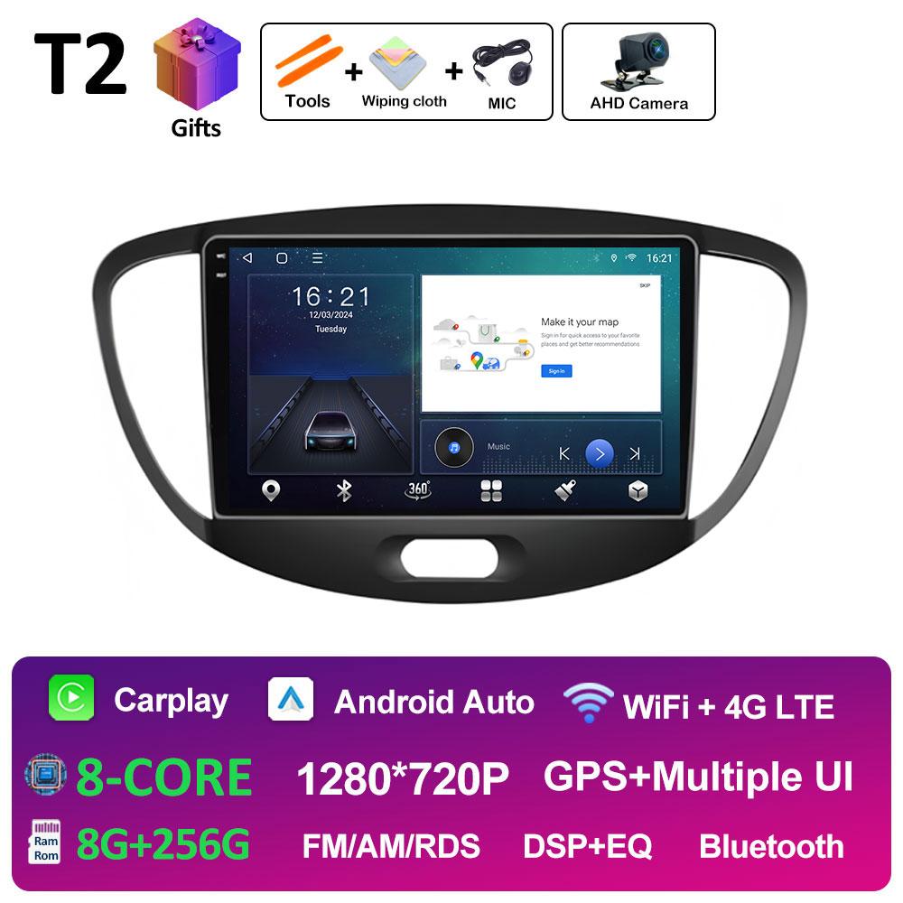 For Hyundai I10 2007 2008 2009 2010 - 2013 Android 14 Wireless Carplay GPS Navigation QLED IPS Screen Bluetooth WIFI Accessories