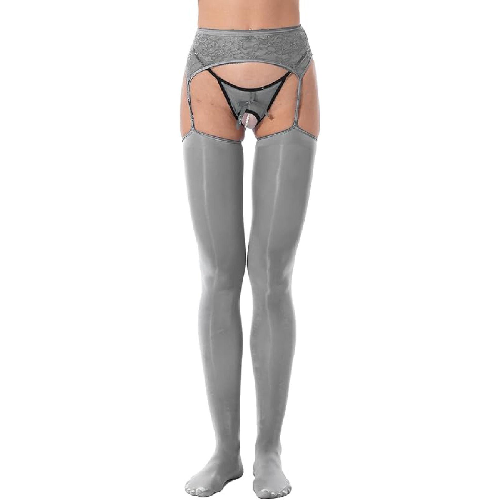 FEESHOW женские глянцевые колготки на подтяжках — фото 11