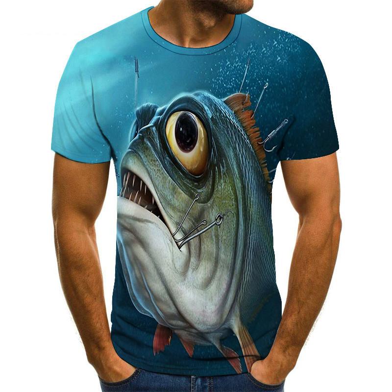 Funny Fishing 3D Print T-Shirts Men Women Short Sleeve T Shirt Hip Hop Streetwear Oversized Harajuku Y2k Tops Tees Kids Clothing