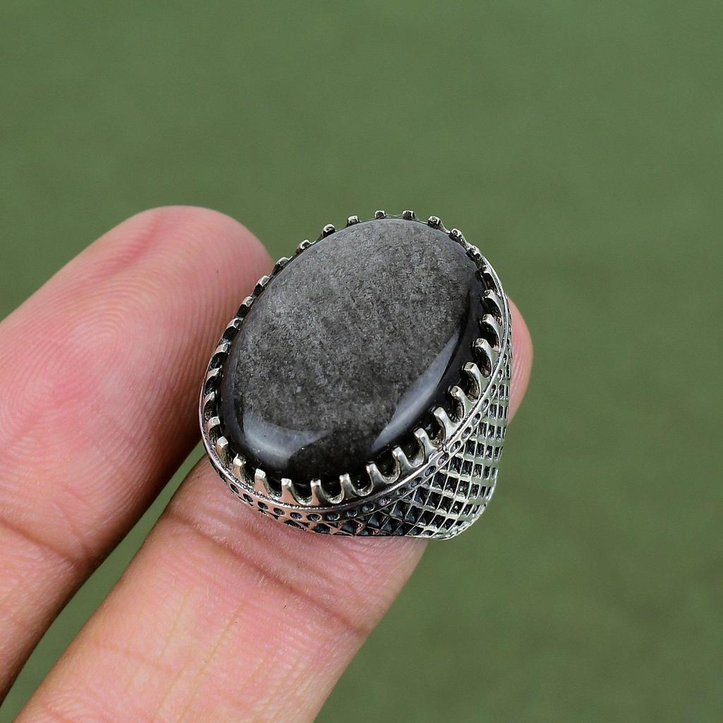 Silberglanz Obsidian Ring 925er Sterling Silber Ring Handgefertigter Schmuck Edelsteinring Einzigartiger Ring Für Sie Geschenke Für Ehefrau Erhältlich In Ringgröße