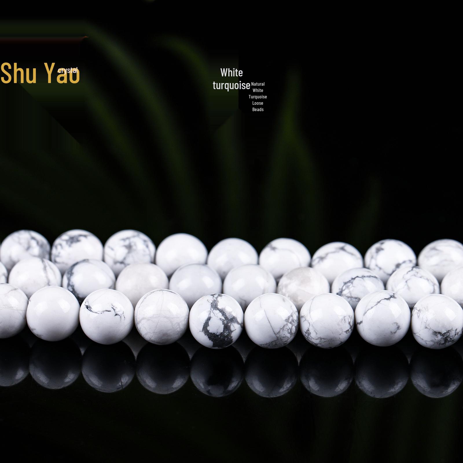 She Yao Jewelry Natural White Turquoise Beads for DIY Handmade Bracelets - Round Ornament Beads for Men & Women. 8mm (approximately 45 beads) белый/естественный