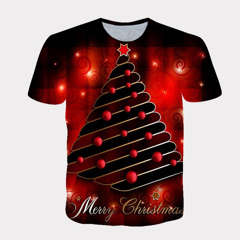 Happy New Year Men's and Women's T-shirts Christmas Carnival Trend 3D Printed T-shirt Crewneck Casual Short-sleeved Top