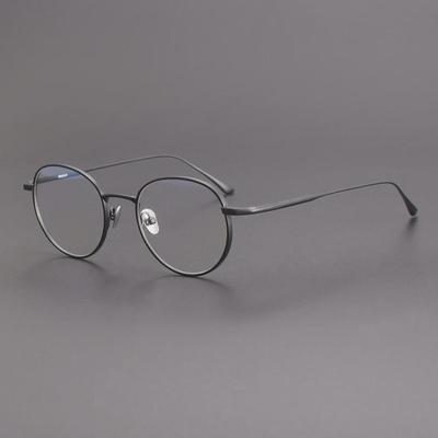 "Handmade Retro Japanese Style Pure Titanium Oval Glasses Frame"