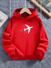 Sport Kids Hooded Pullover Sweatshirt Stylish Airplane Silhouette Front Art Print Long Sleeve Children Tops ForAutumn Daily Outdoor Casual Travel Wear