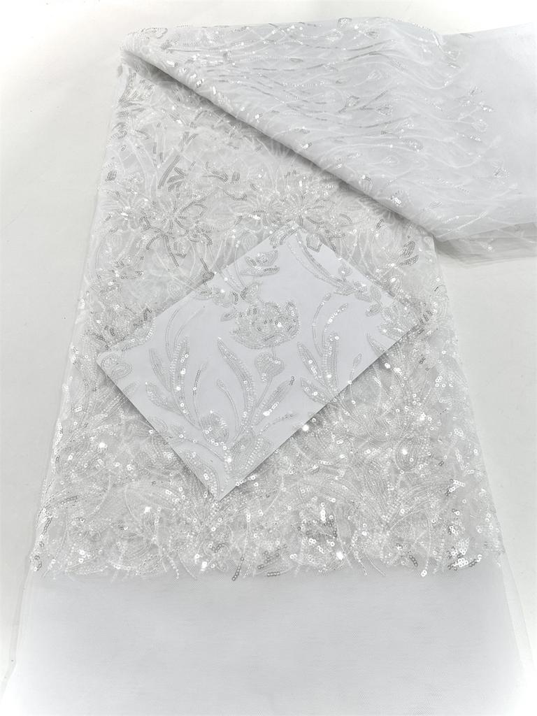 Red African Lace Fabric 2025 Sequins Beaded Embroidery Groom Nigerian Bridal High Quality French Tulle Lace Fabric For Sewing