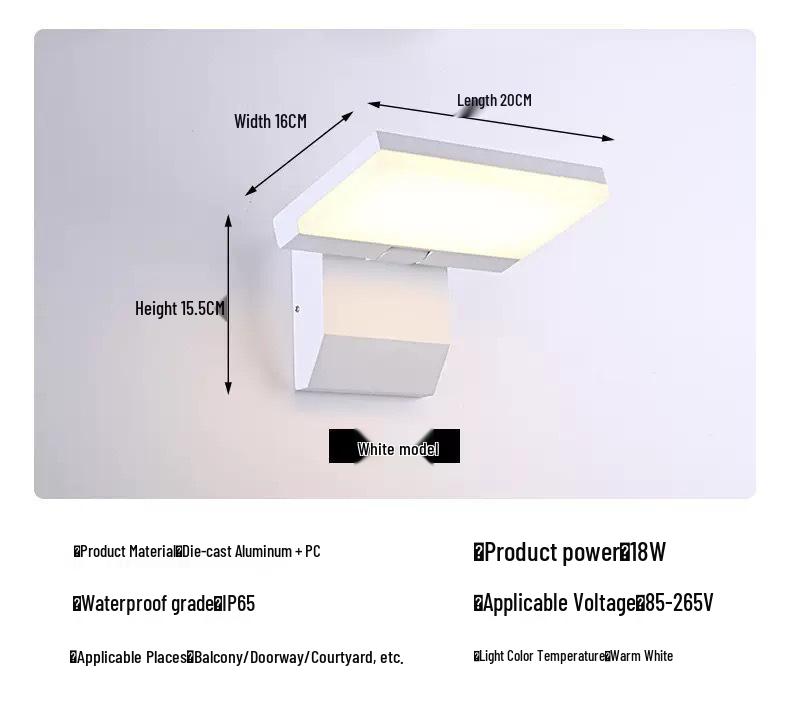 Waterproof Outdoor Wall Lamp for Villa, Courtyard, Garden, Balcony, or Hotel