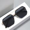 Óculos de Sol Fashion 2025 Retro com Ponte Dupla Semi-Aro para Rostos Grandes - Emagrecedores, Anti-Reflexo, Ideais para Dirigir