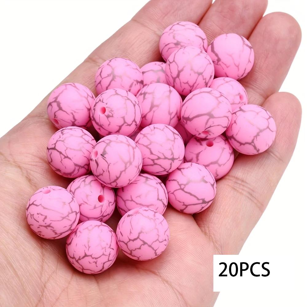 

20/39PCS cracked silicone bead set, perfect for DIY handmade crafts such as keychains, necklaces, bracelets, etc