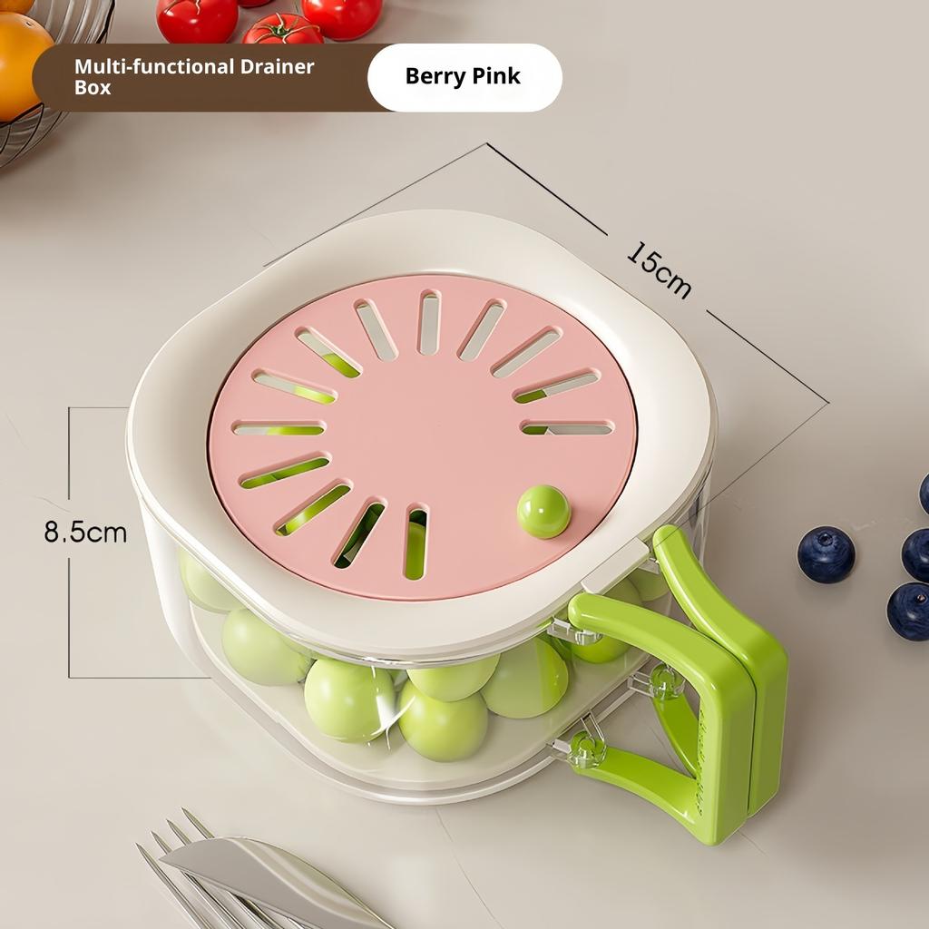 Multifunktionaler Klappgriff Küchen-Abtropfkorb Waschen Obst und Gemüse Aufbewahrungskorb Kühlschrank Frischhaltebox Wasserfilterbecken