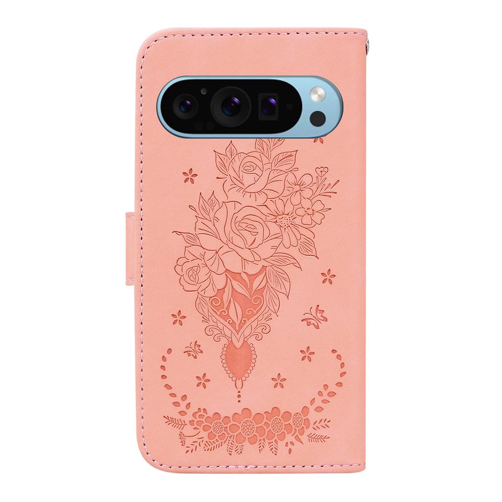 For Google Pixel 9/Pixel 9 Pro Case Flower Pattern Shockproof Leather Folio Phone Cover