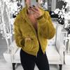 Solid Color Long-sleeved Hooded Coat Fluffy Faux Fur Cardigan Winter Zipper Jacket