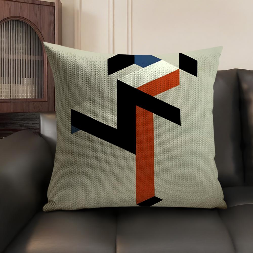 Abstract B-Bauhaus Geometry Pillow Case Natural Linen Organic Fabric Double-Sided Printing Sofa Home Decor Gift Cushion Cover
