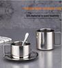 304 Stainless Steel Double-Layer Insulated European Coffee Cup Set - 3-Piece