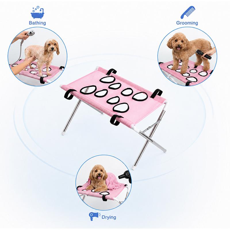 Detachable Pet Grooming Bed Cats Dogs Foldable Fixed Hammock For Nail Trimming  Pet Bath Care Stainless Steel Mesh Frame