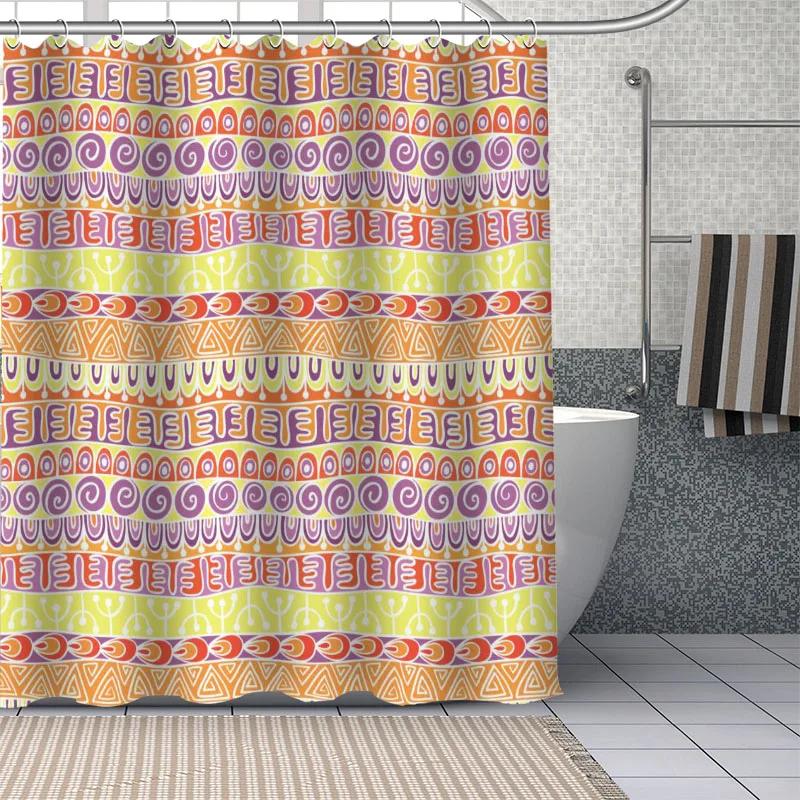 African Ethnic Flower Pattern Shower Curtains Geometry Bathroom Curtain Fabric Waterproof Polyester For Bathtub Decor With Hooks