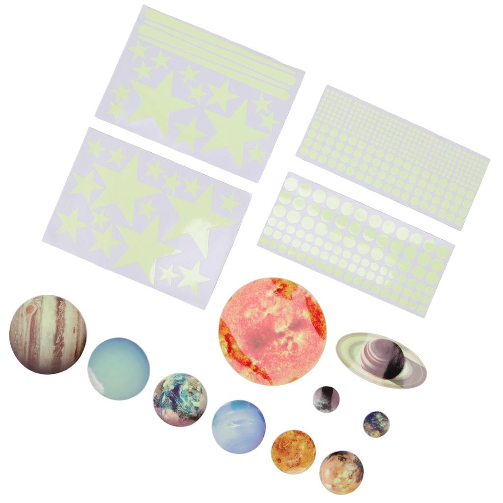 14pcs Glowing Planets Wall Stickers Glow in The Dark Star Solar System Decal for Children Bedroom Nursery