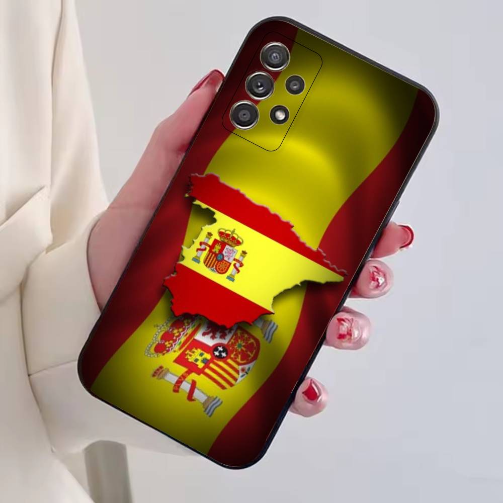 S-Spain Flag F-Football Fan Support Phone Case Black Silicone Soft For Samsung S25,S24,S21,S22,S23,S30,Ultra,S20,Plus,Fe,Lite