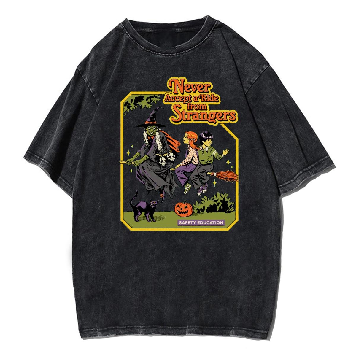 

Никогда не принимайте попутку Футболка Сезоны Футболка Мужская Женская Унисекс Y2K Футболка Одежда Топ Футболка Хлопок Стирка Ретро Рубашки S