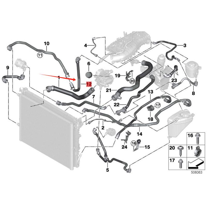 17128602615 High Quality Radiator Coolant Upper Feed Hose Water Pipe Line For BMW G Series G30 G31 G32 G11 G12 5 6 7 Series