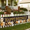 Black & Gold Glitter Birthday Banner - Elegant Balloon & Star Design with Sparkling Text, Premium Party Decor for Indoor/Outdoor Celebrations