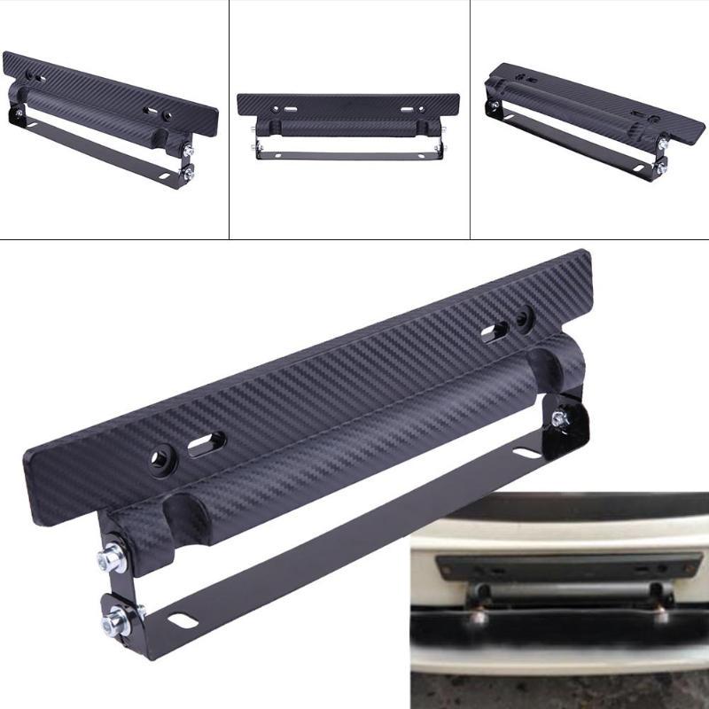 Universal Adjustable Car License Plate Holder Frame Bracket Car Number Racing Carbon Fiber Auto Front Mount Bumper Brackets