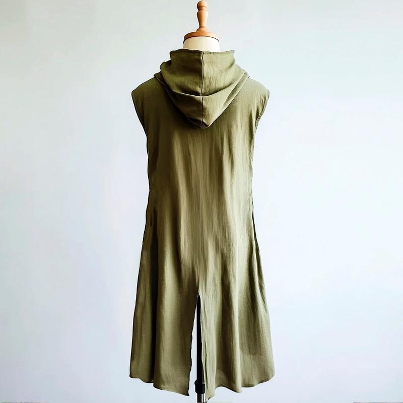 Medieval Men's Hooded Linen Ranger LARP Outerwear