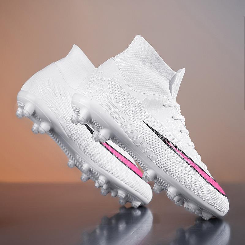 Football shoes Men's and women's high-top broken nails Spikes Children's students Adult grass game training shoes