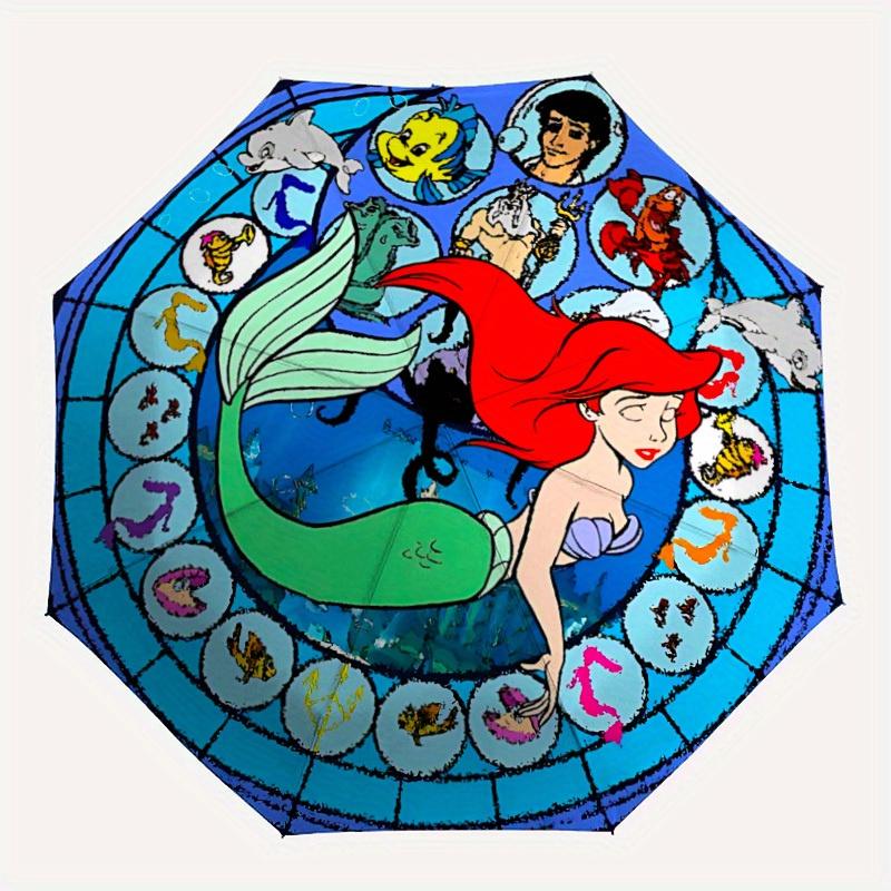 

1pc Mermaid Automatic Folding Umbrella: Compact 8-rib Design Cartoon Travel Companion for Outdoor, Casual Accessory