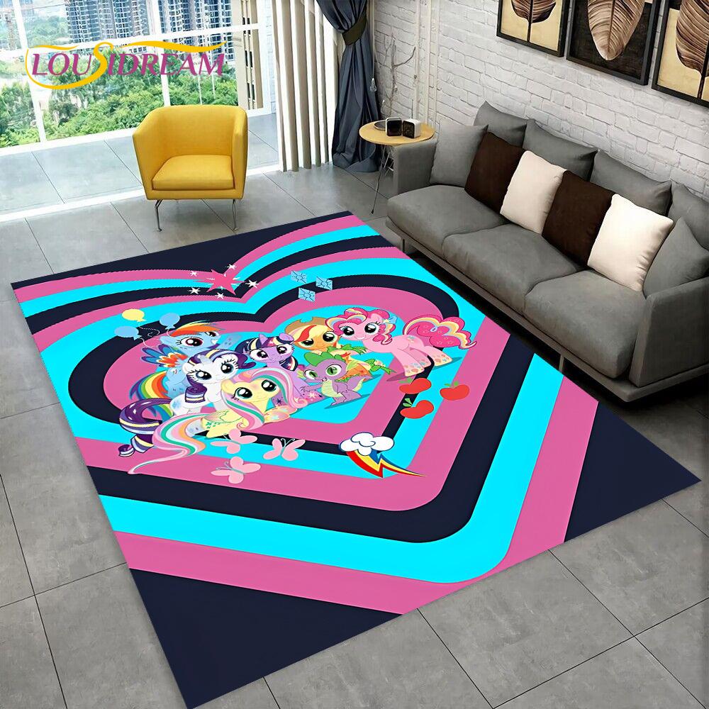 Cute 3D P-Pony Cartoon Unicorn Area Rug,Carpet Rug for Home Living Room Bedroom Sofa Doormat Decor,kids Play Non-slip Floor Mat