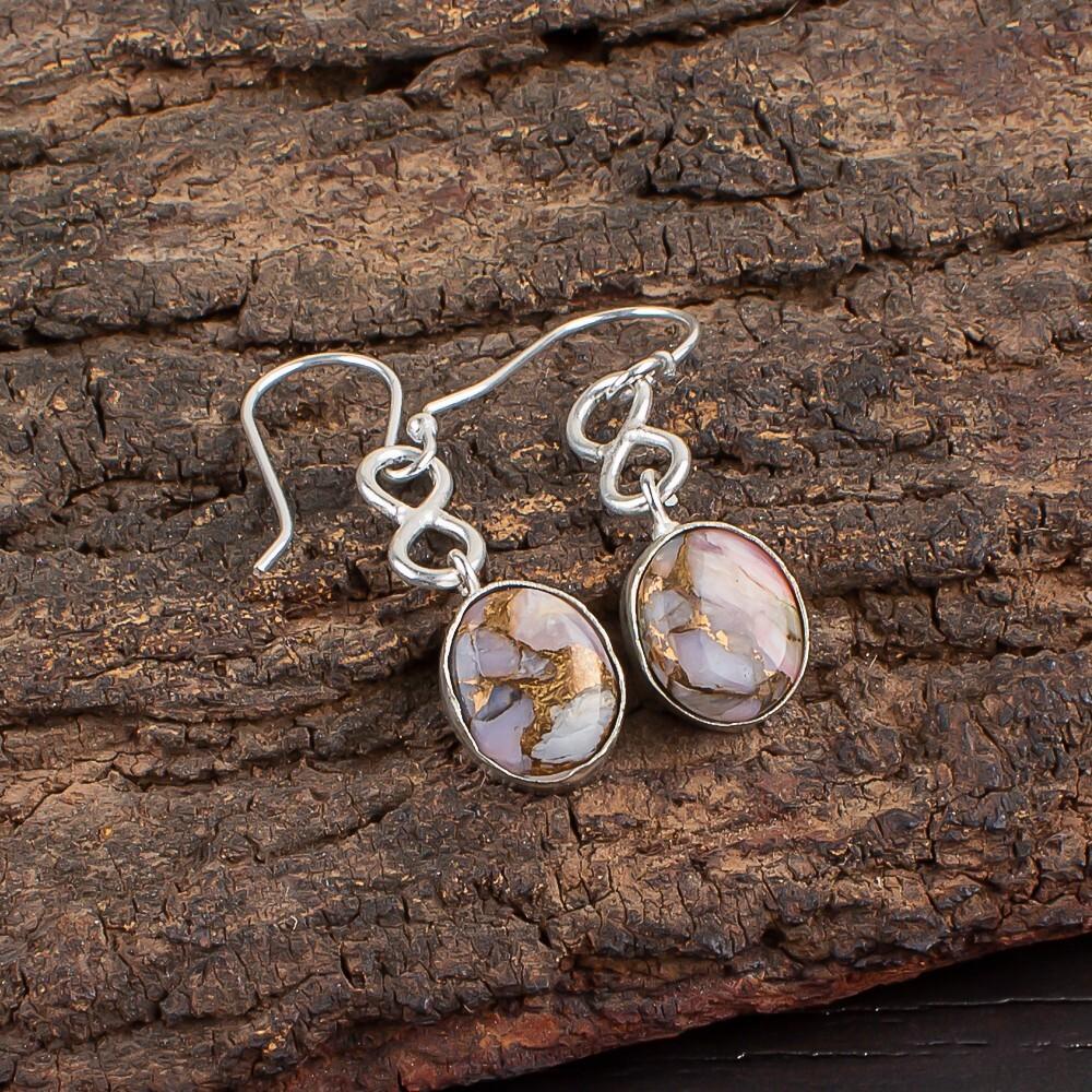 

Натуральный розовый медный драгоценный камень 925 стерлинговое серебро ювелирные изделия опаловые серьги 1,60 EE-12-37