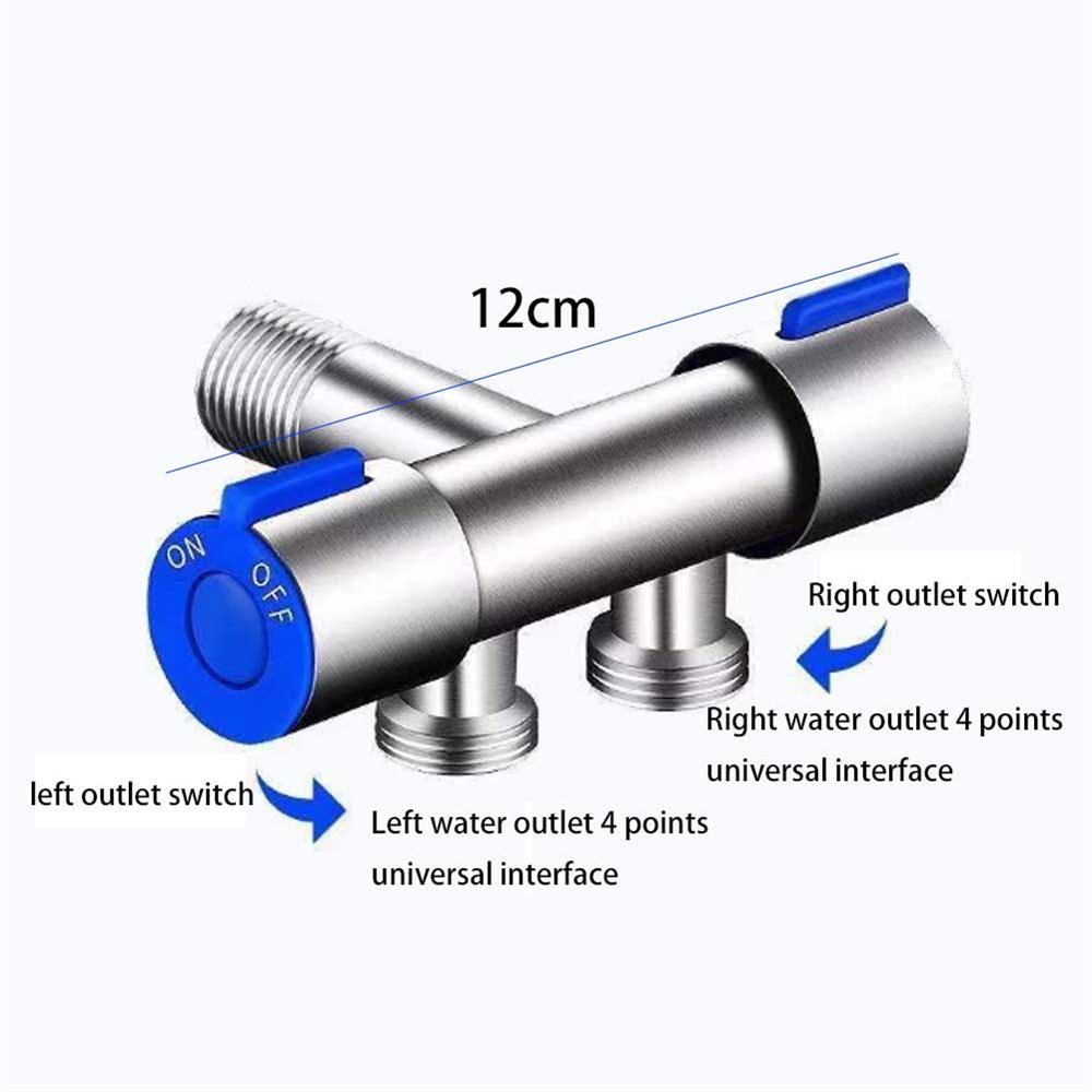 Stainless Steel Dual Control 1 in 2  Out Three-way Angle Valve Multifunctional Washing Machine Toilet Spray Gun Dual Use Faucet