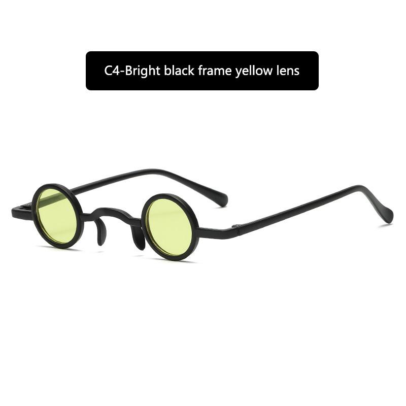 1Pc Retro Mini Sunglasses Round Men Plastic Frame Gold Black Red Small Round Framed Sun Glasses Popular Color Lens Sunglasses