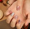 Christmas Detachable Glitter False Nail Stickers – 24 Pieces