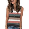 Women's Casual Fashion Summer Print Tank Top V-neck Sleeveless Button Up Top
