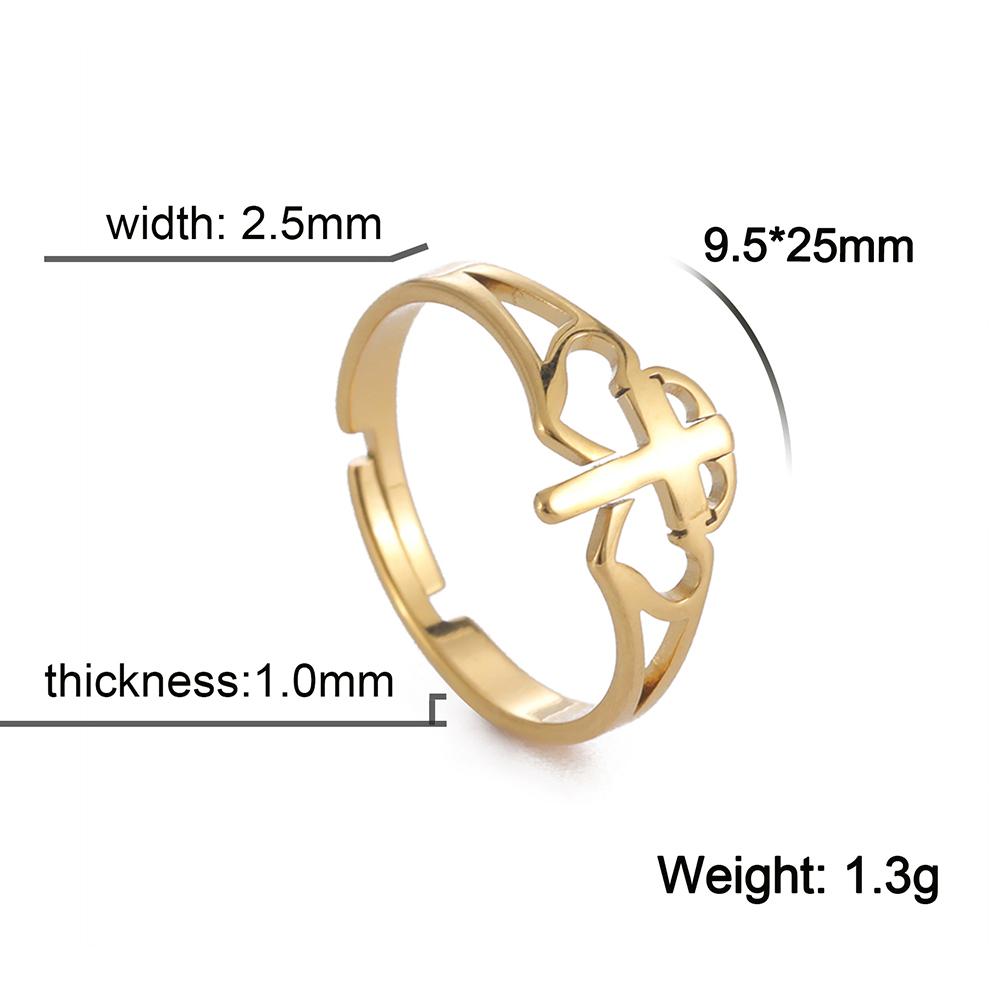 Teamer Cross Jesus Stainless Steel Open Adjustable Ring for Women Men Christian Religious Amulet Jewelry Gift for Family Friend