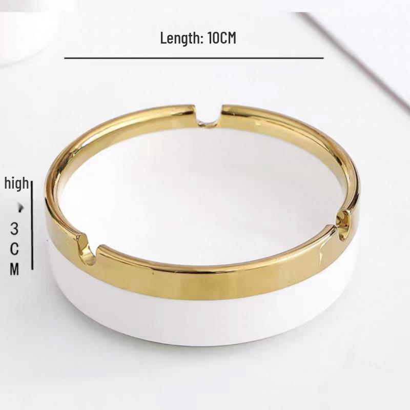 Elegant Ceramic Ashtray with Gold Trim for Hotels, Bars, Restaurants