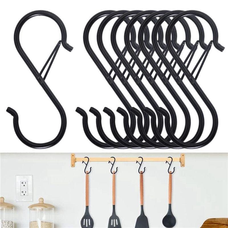 A84E-48PCS S Hooks For Hanging - S Shaped Hooks For Kitchen Utensil And Closet Rod - Black S Hooks For Hanging Plants,Pots