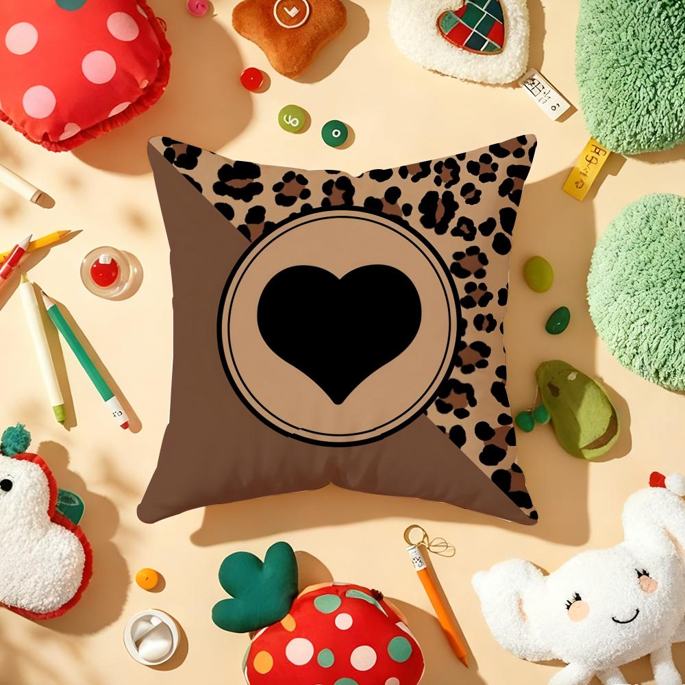 Fashion Leopard Print Cushion Cover Soft Short Plush DoubleSided Printing Home Decor Machine Washable Pillow Case Gift