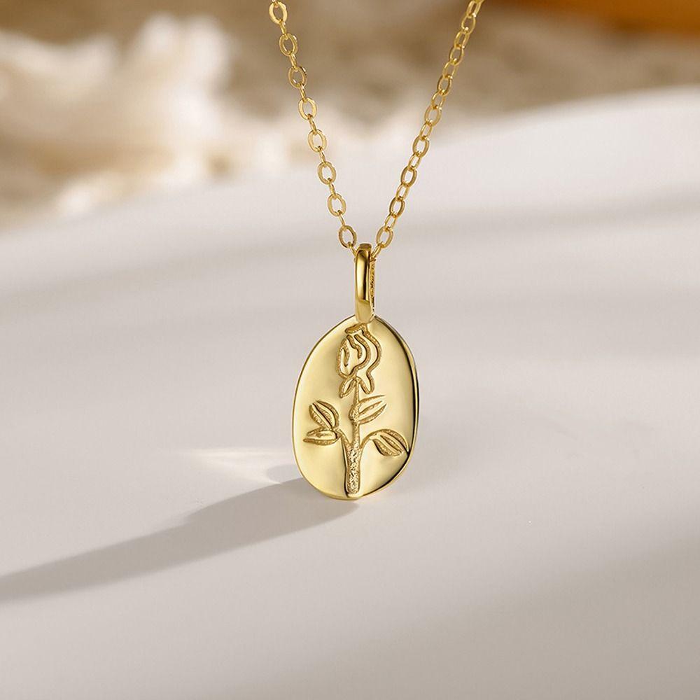Gold French Style Necklace Silver Sweater Chain Oval Pendent Fashion Jewelry  Daily Life