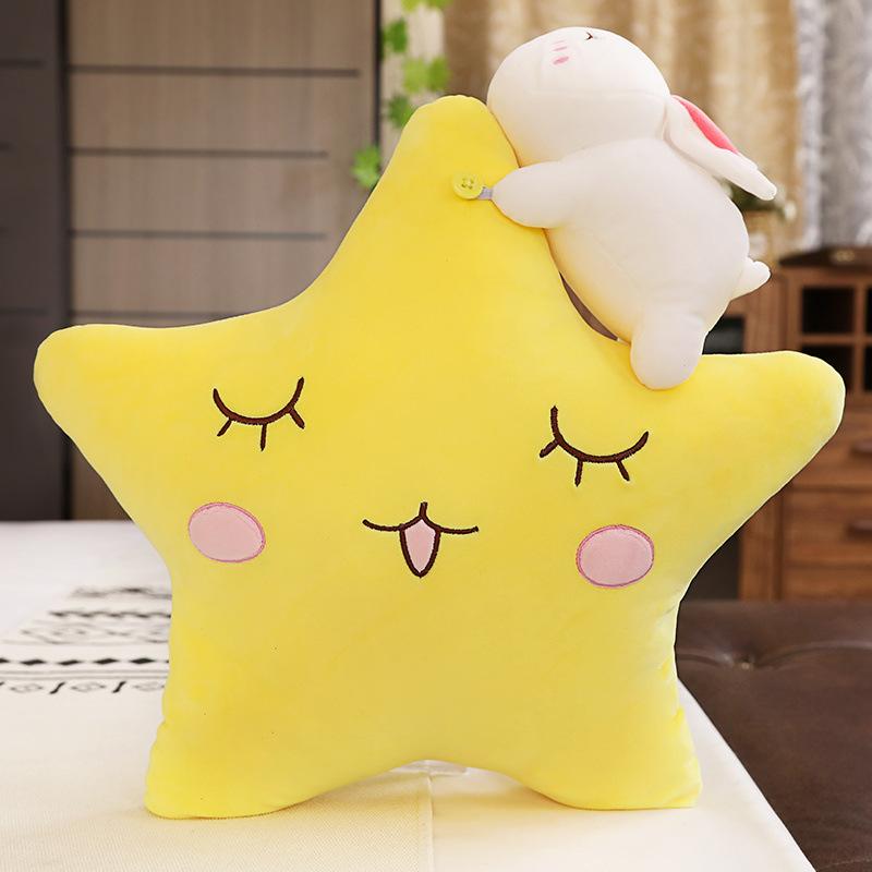 Creative Moon Star Pillow Plush Toy Bear Pig Rabbit Animal Doll Ragdoll Birthday Gift