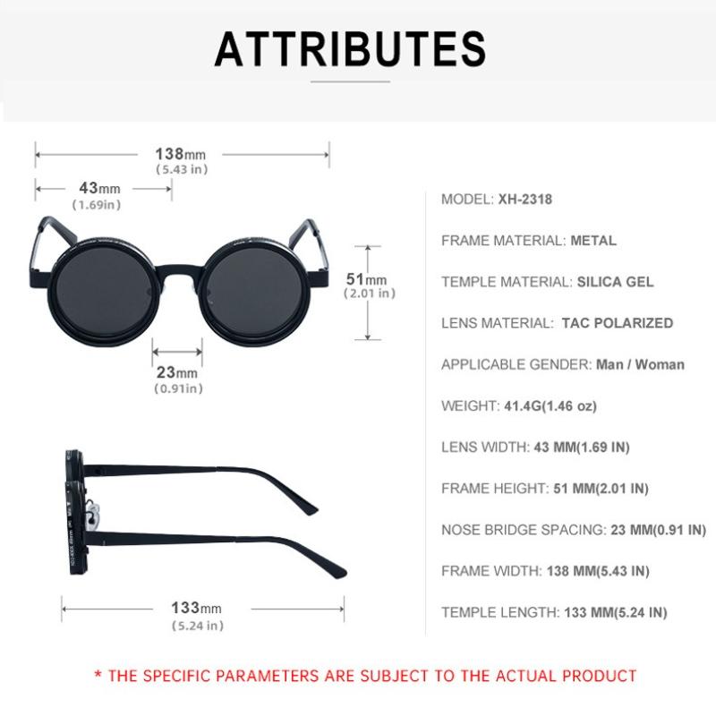 New Nd Rotating Adjustable Brightness Light Reducing Sunglasses Round Frame Premium Feeling Polarised Fishing Glasses For Men