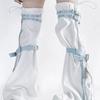 Damen Harajuku Sternenprint Reißverschluss Ausgestellter Beinwärmer Ästhetische Mode Punk PU Geschirrriemen Beinabdeckung Oberschenkelhohe Socken