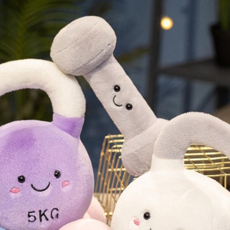 Gym Theme Cute Dumbbell Plush Toy Throw Pillow Infant Sensory Play Soft Baby Gift Blue