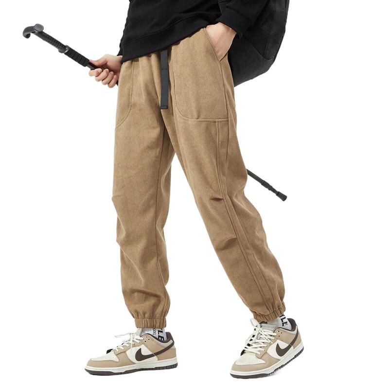 OVERPROTECTIONit Men's Fleece Lined Corduroy Drawstring Casual Pants