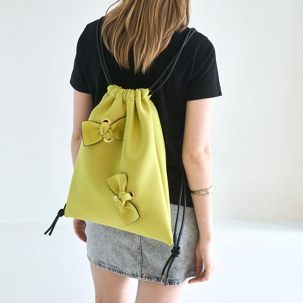 Suin Two Ribbon Backpack - Cream Yellow