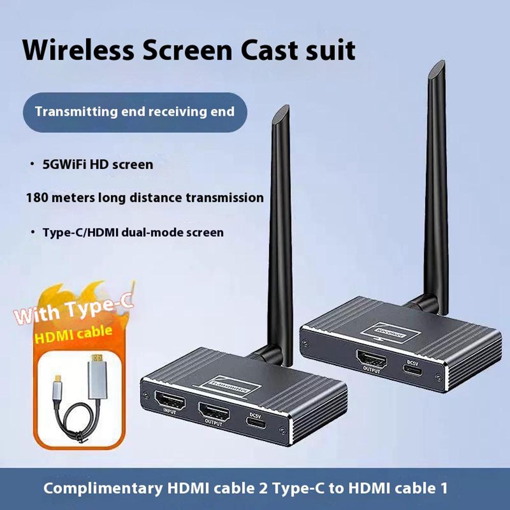 

D9-1/D10-1 8X1 HDMI Бездротовий адаптер дисплея 200м Набір передавача та приймача Підтримка повороту екрана на 90 градусів As Shown A